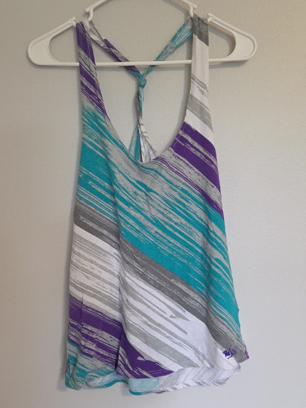 Lost Striped Racerback Tank Top in Teal, Purple & Gray